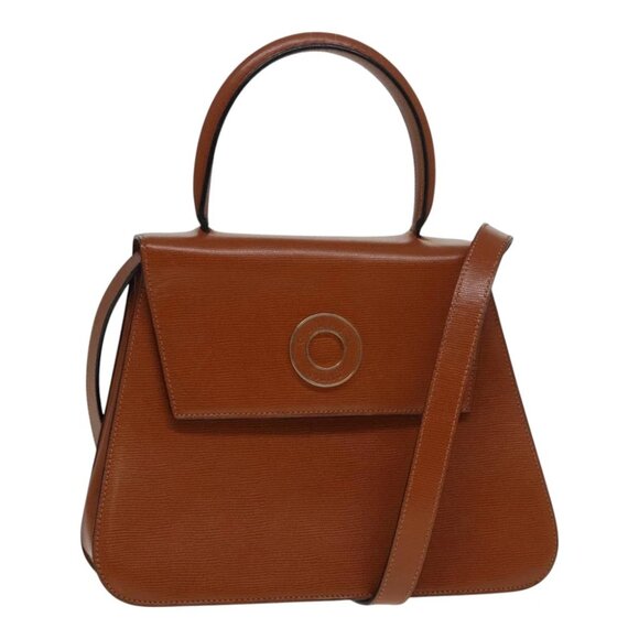 CELINE Hand Bag Leather 2way Brown Gold Auth 92641 - Picture 1 of 15